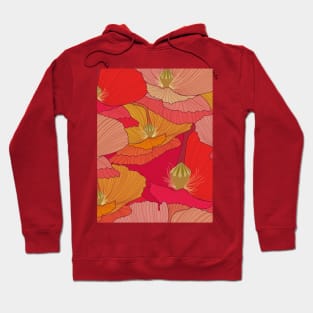 Poppy flowers/wild flowers/red poppy/orange poppy/pink poppy/large scale/summer time/cotton/bright flowers Hoodie